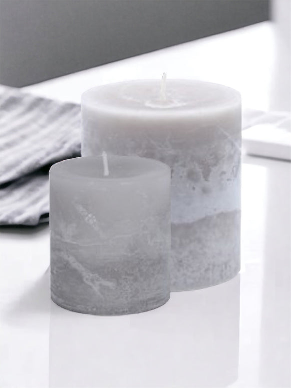 French Grey Wax Pillar Candle