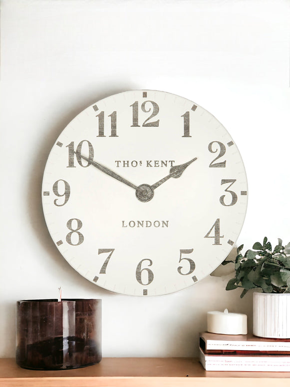 Thomas Kent 12” Arabic Wall Clock Limestone White