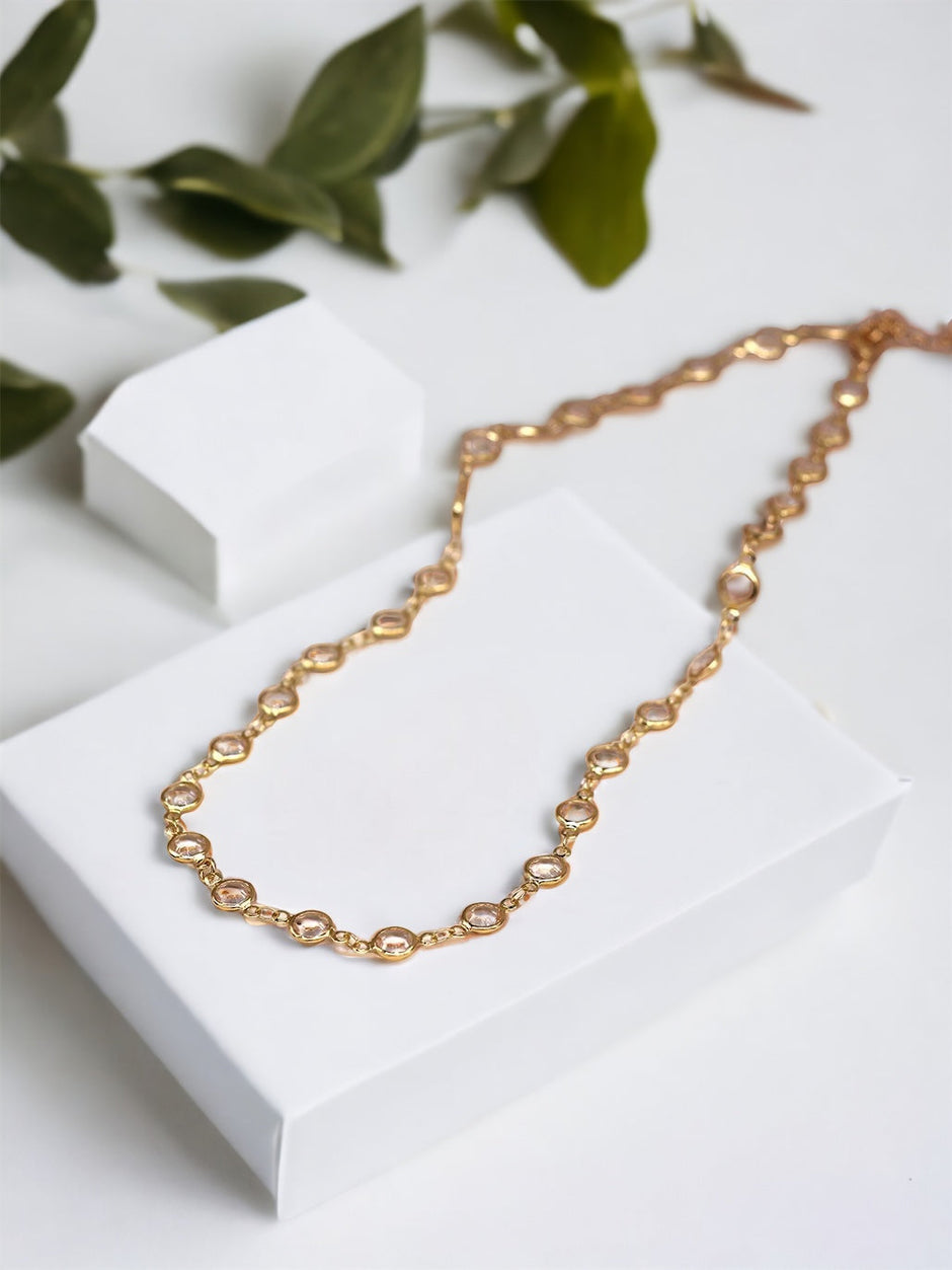 Golden Bezel Crystal Necklace