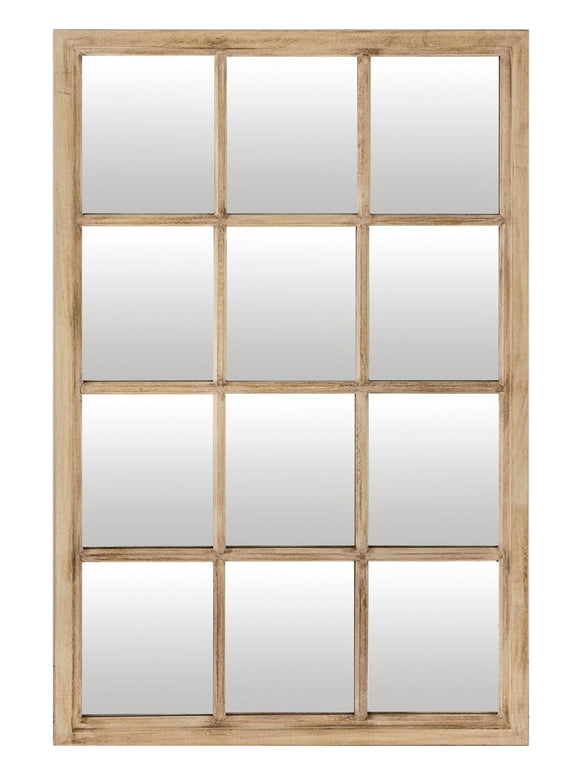 Courtney Washed Wood Rectangle Window Framed Mirror