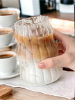 Ribbed Glass Coffee Mugs - Medium