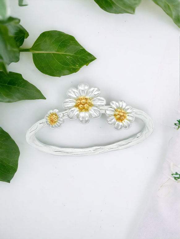 Sterling Silver And Gold Plated Daisy Ring