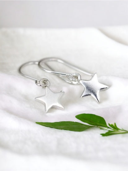 Sterling Silver Star Drop Earrings