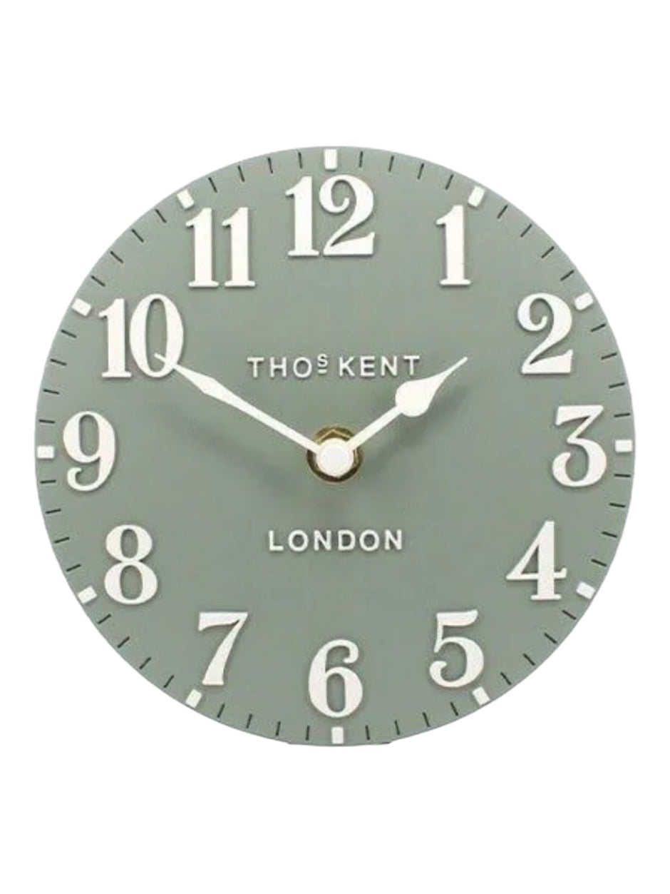 Thomas Kent 6" Arabic Mantle Clock - Seagrass Green