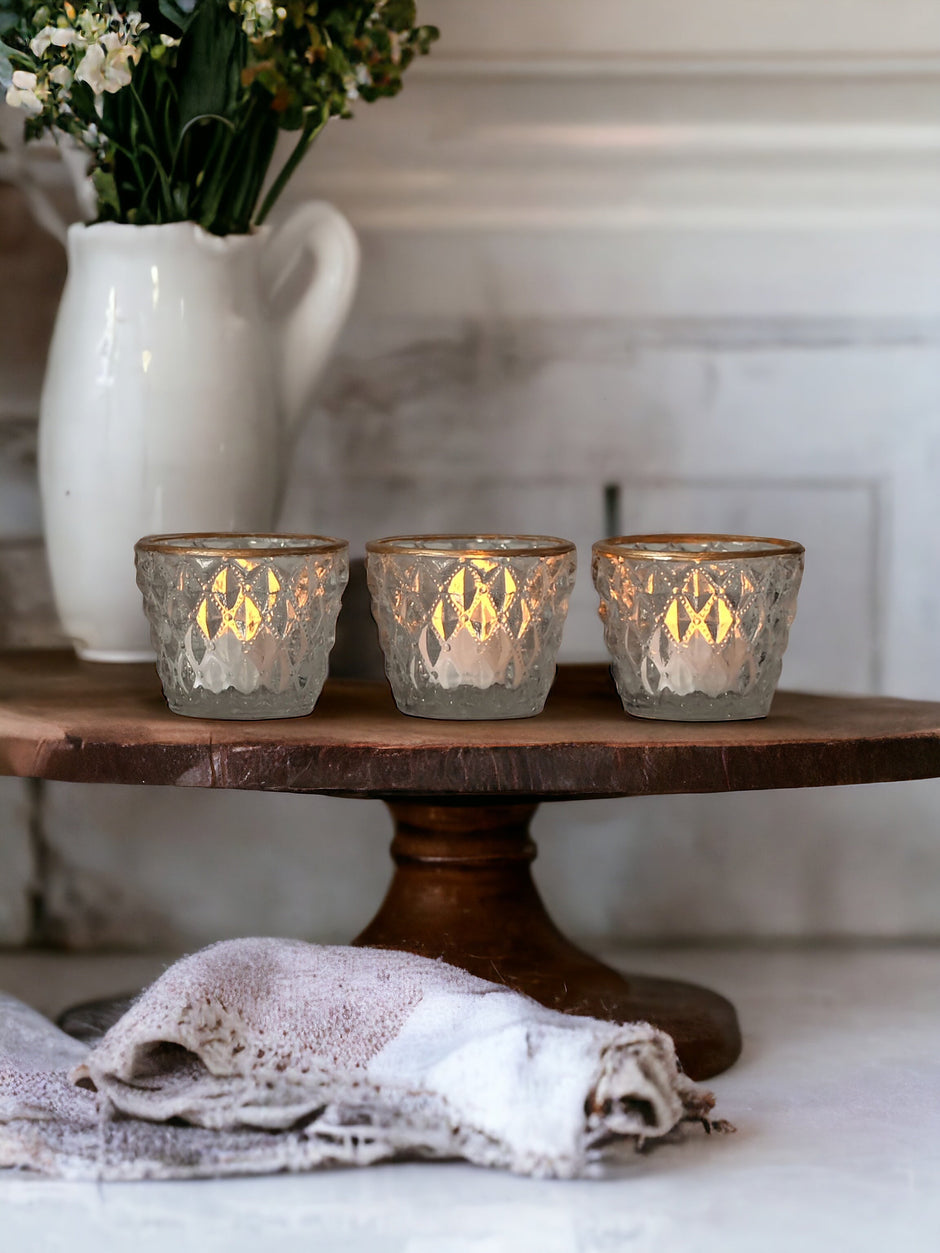 Gold & Glass Votive Candle Holder