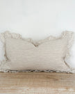 Beige And White Neutral Pinstripe Luxury Cotton Blend Cushion Cover - 50cm x 30cm