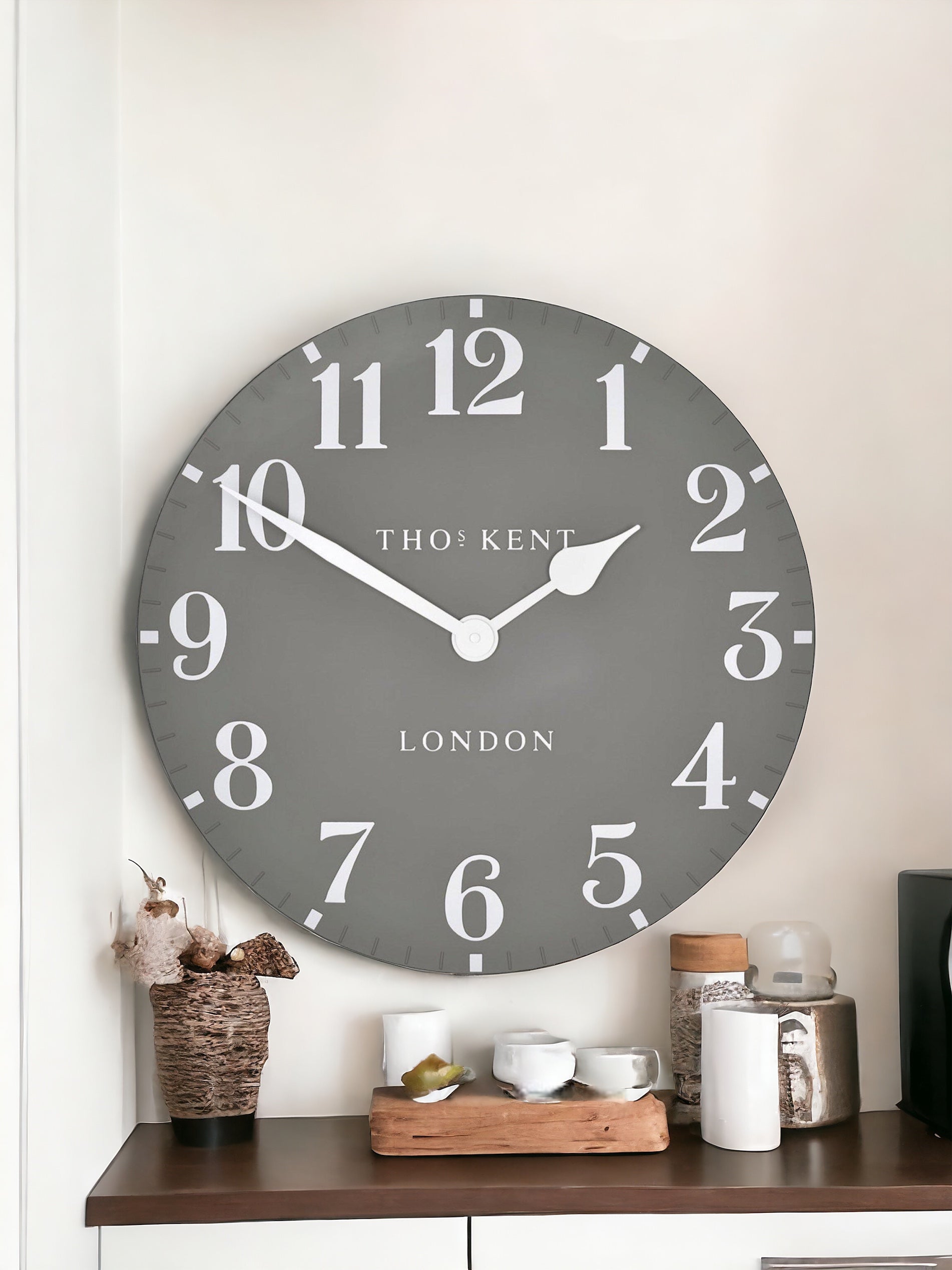 Thomas Kent 20” Arabic Wall Clock Dolphin Grey