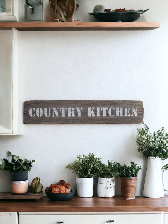 Long Wooden "Country Kitchen" Wall Plaque