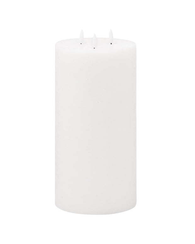 White Three Wick Wide LED Light Up Pillar Candle