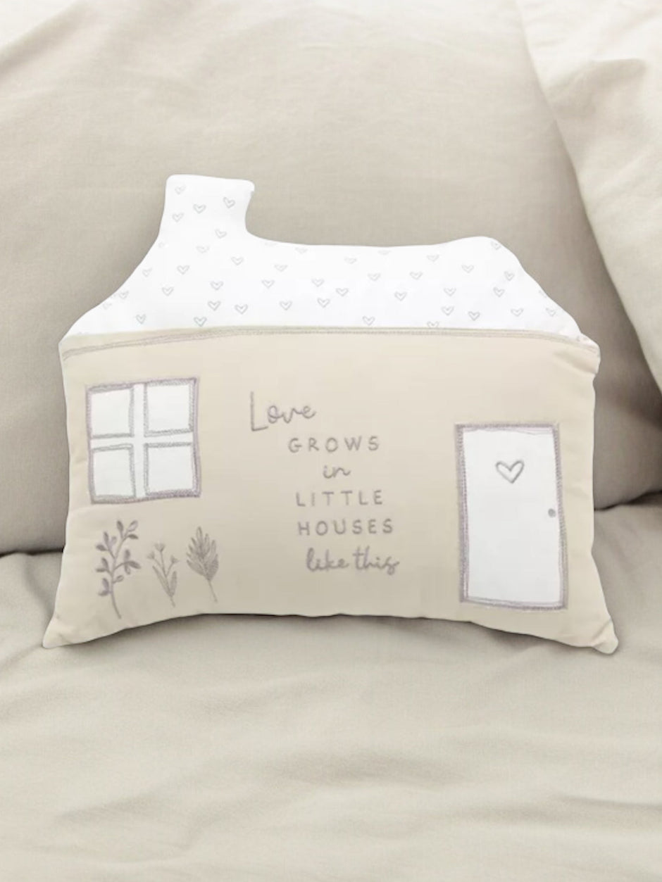 Beige Moments House Cushion - Love Grows In Little Houses Like This