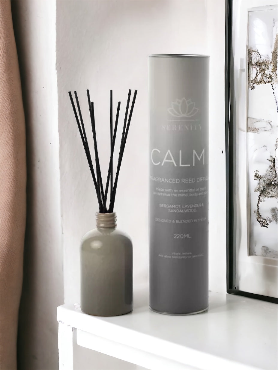 Serenity Calm Dark Beige Ceramic Reed Diffuser - Bergamot & Lavender