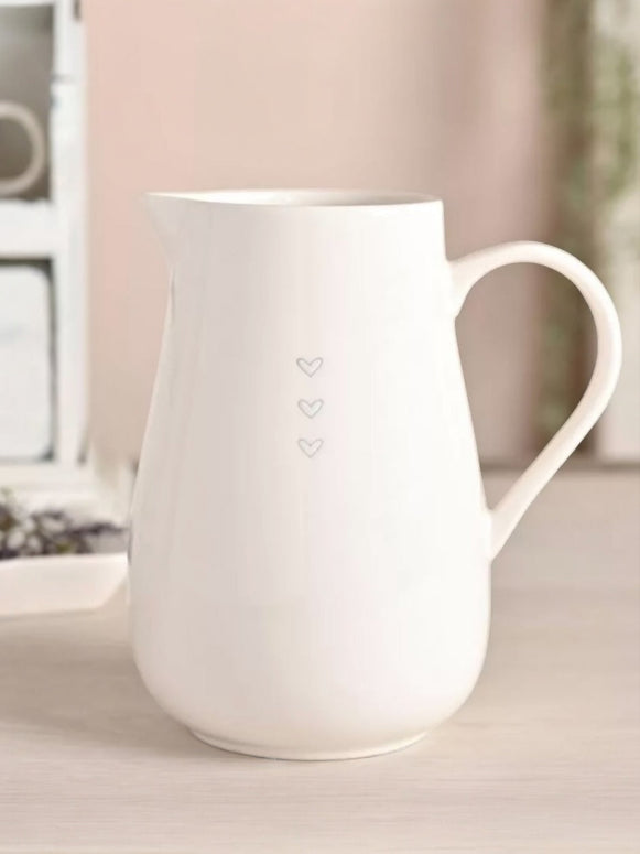 Beige Moments White Jug - 3 Hearts