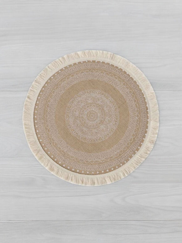 Woven Hessian Mandala Placemats Decorations - Set Of Two