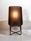 Coffee Coloured Ribbed LED Light Up Glass Lamp