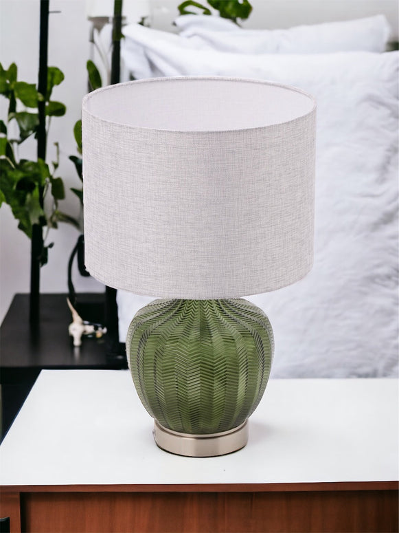 Green Chevron Glass Lamp