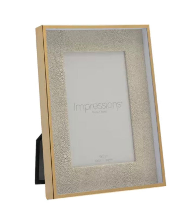 Faux Croc Detailed Neutral Cream Photo Frame