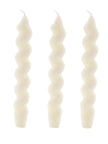 White Twisted Taper Candles - Set of 3