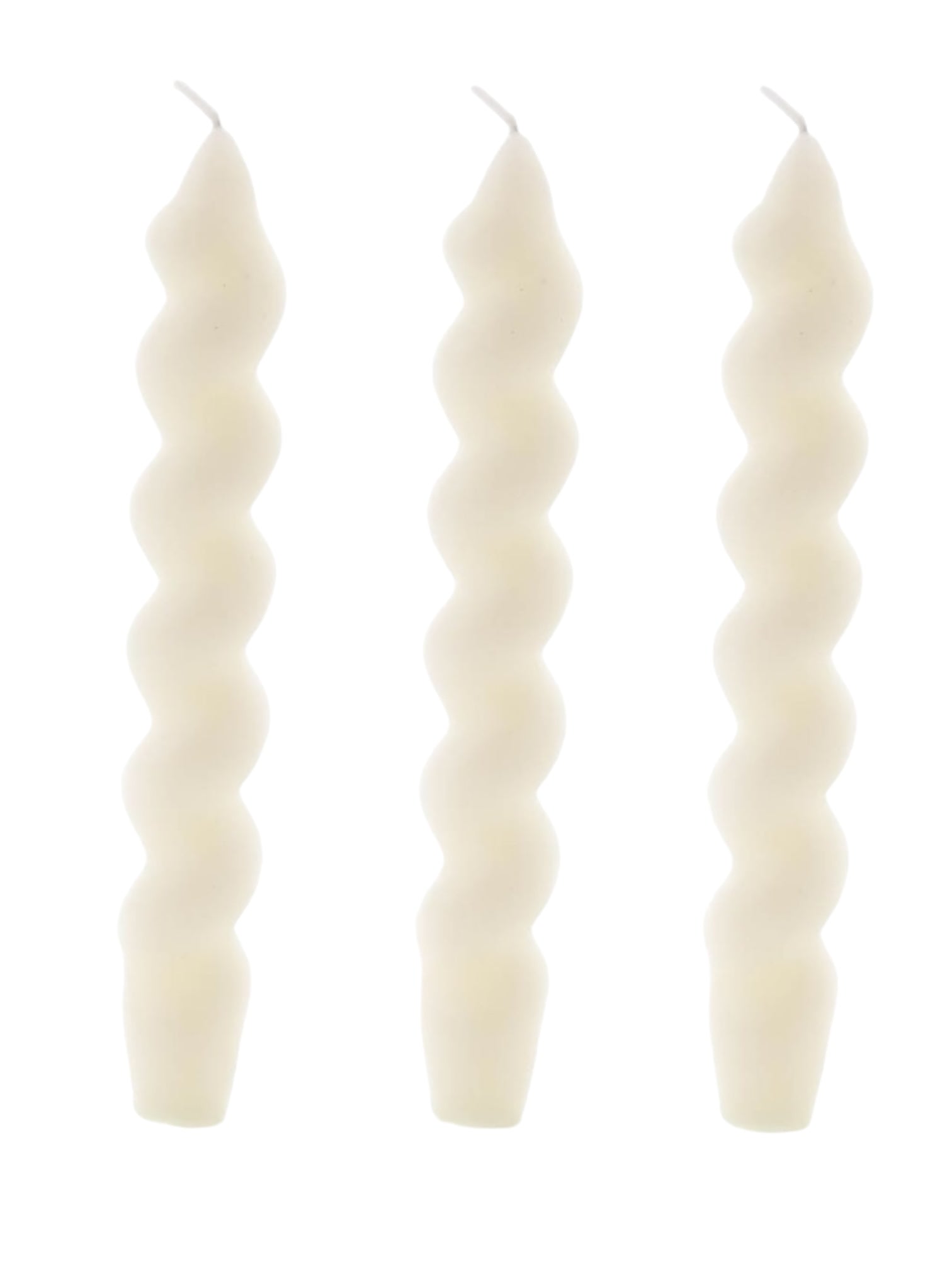 White Twisted Taper Candles - Set of 3