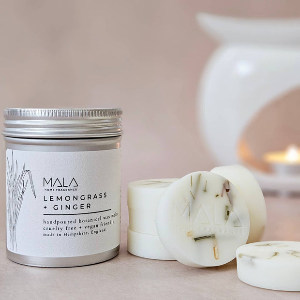 Mala Home Fragrance Luxury Wax Melt Tins - Lemongrass And Ginger - Lulu Loves Home - Home Fragrance