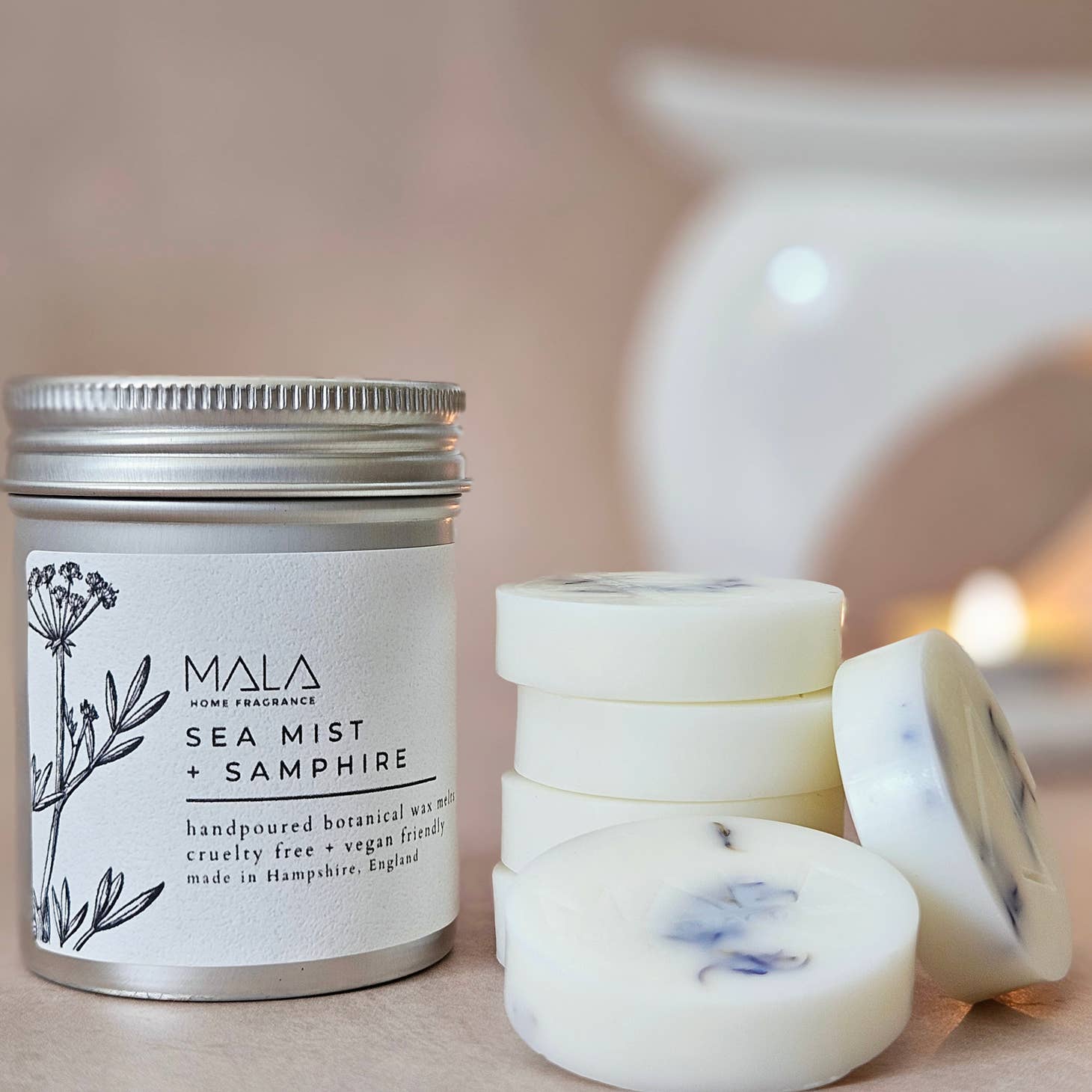 Mala Home Fragrance Luxury Wax Melt Tins - Sea Mist And Samphire - Lulu Loves Home - Home Fragrance