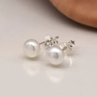 Sterling Silver Stud Earrings With Freshwater Pearls