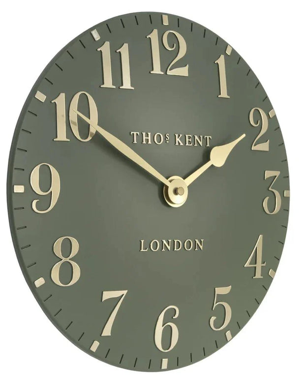 Thomas Kent 12” Arabic Wall Clock Colour Lichen Green - Lulu Loves Home - Clocks