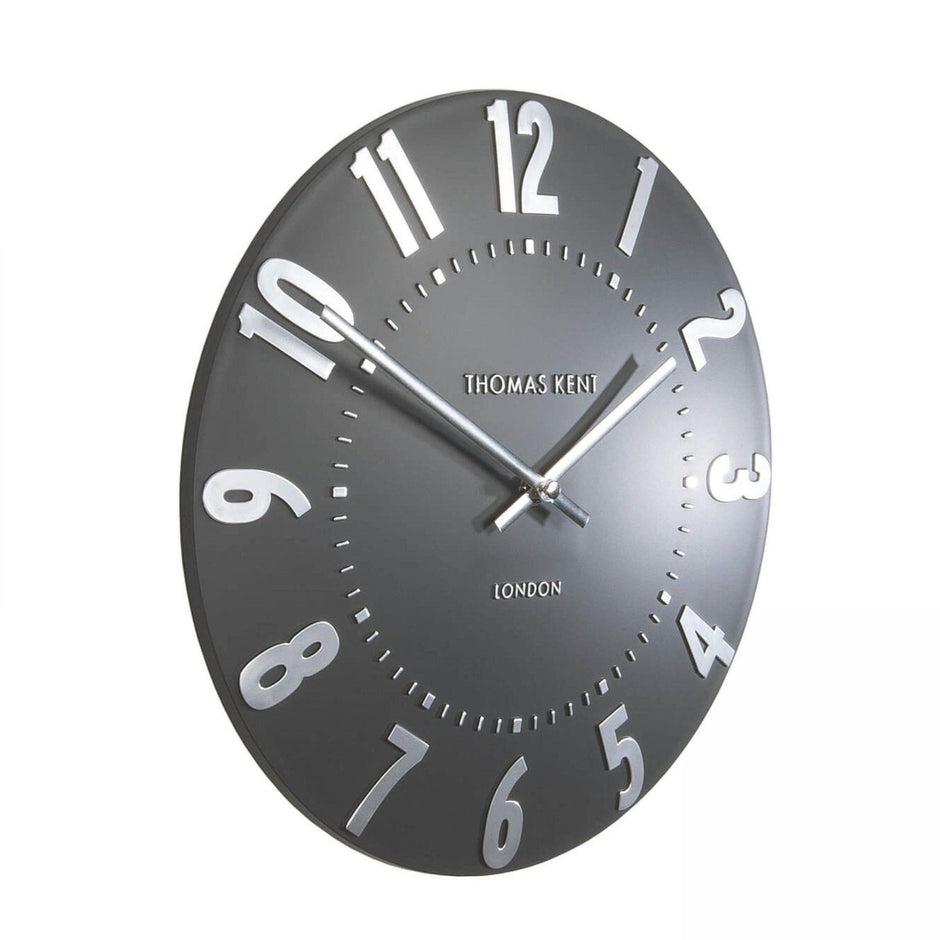 Thomas Kent 12” Mulberry Wall Clock Graphite Silver - Lulu Loves Home - Clocks