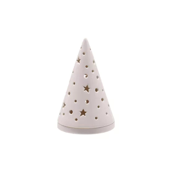 White Glazed Ceramic Christmas Tree - Tealight Candle Holder