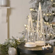 Clear Glass Frosted Tip Tapered LED Light Up Tree Decor