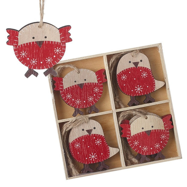 Wooden Hanging Bird Decoration Set