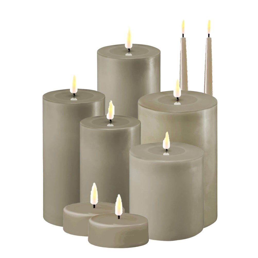 Deluxe Homeart Sand Greige Standard LED Light Up Pillar Candle - Lulu Loves Home - Candles - LED